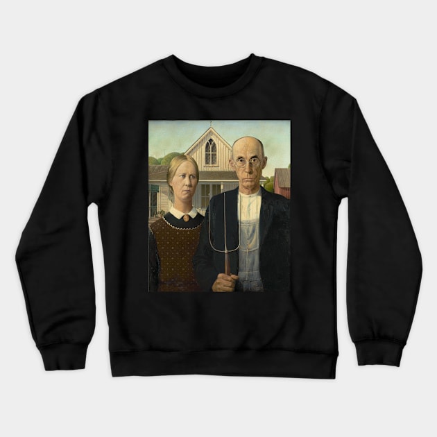 Grant Wood Date - 1930 - American Gothic - Painter Crewneck Sweatshirt by Labonneepoque